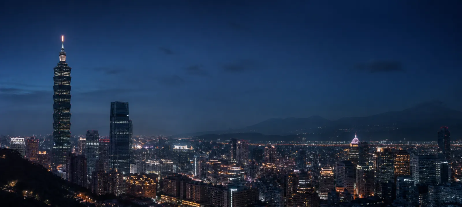 Taipein kaupunkimaisema yöllä