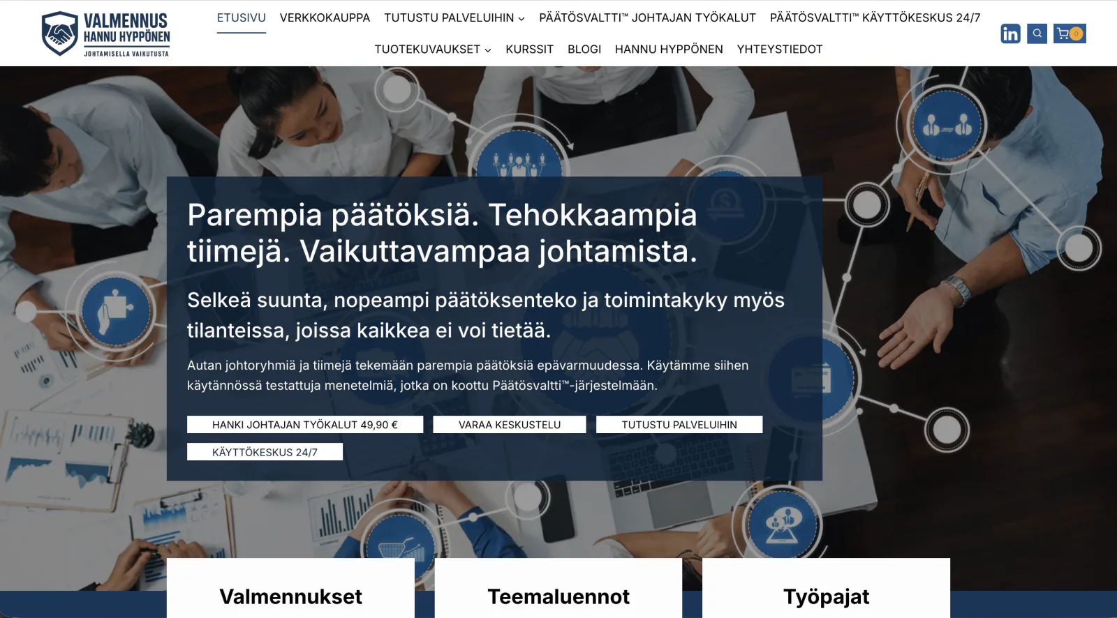 Valmennus Hannu Hyppösen valmennussivuston etusivu